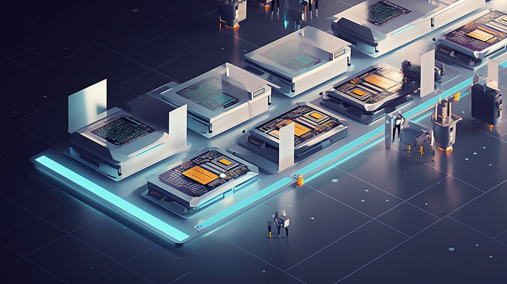 半导体芯片制造工厂插画设计元素与多媒体制作应用